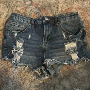 Almost Famous Blue Distressed Jean Shorts